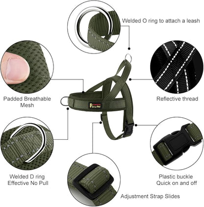 Plutus Pet No Pull Dog Harness with Breathable Mesh Padded, Adjustable Reflective Escape Proof Dog Harness, Quick Fit Dog Vest Harness for Small Medium Large Dogs(M, Ranger Green)