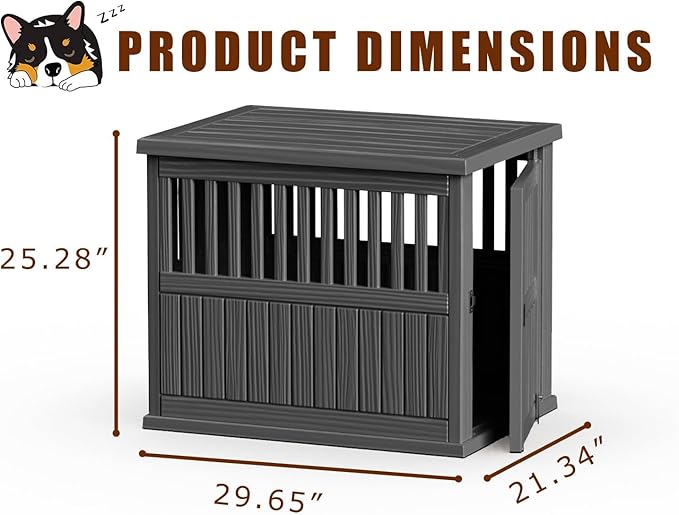 30 INCH Small Dog Crate Furniture Lockable Dog Kennel Indoor Dog Cage Heavy Duty Decorative Plastic Pet Cage End Table for Small/Medium Dogs, Black