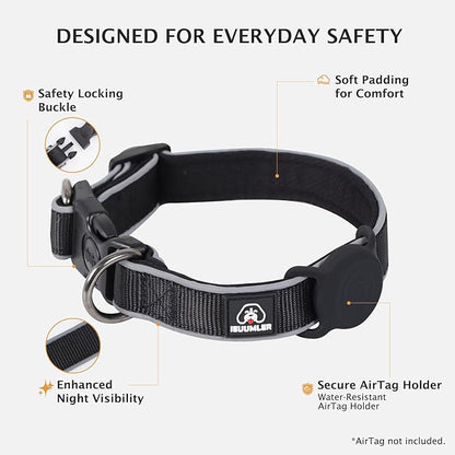 IEUUMLER No Pull Dog Harness, Reflective Front Clip Vest with Leash,Safety Belt and Backup Safety Strap, Adjustable Easy Control Handle,Air Tag Dog Collar for Small Medium Large Dogs EU021 (Black, XS)
