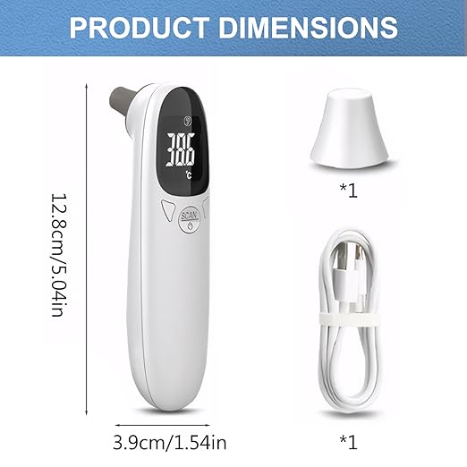 Ear Thermometer for Pet, Accurate 32-42.9℃ Ear Temperature Thermometer Digital USB Rechargeable for Dog Cat Pig Sheep & More