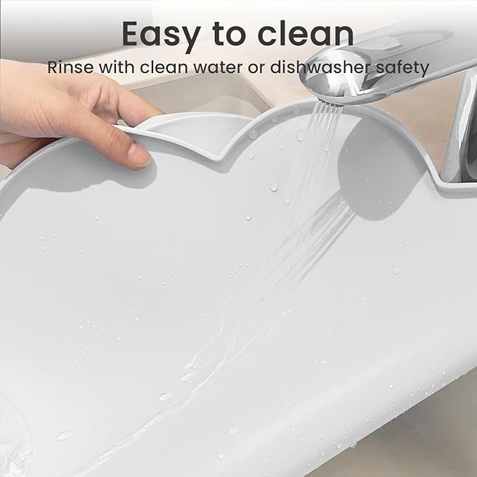 Ptlom Pet Placemat for Dogs and Cats, Non-Slip Waterproof Dog Feeding Mats Prevent Food and Water Overflow, Puppy Bowl Mat Suitable for Small, Medium and Large Pets, Silicone, White