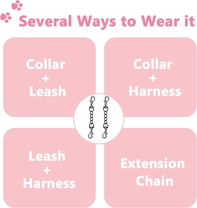 2 PCS Dog Collar Metal Safety Clip, Harness Collar Leash Chain Connector, Heavy Duty Double End Spring Backup Buckle Clasp, Escape-Proof Safety Accessory (Small, Black)