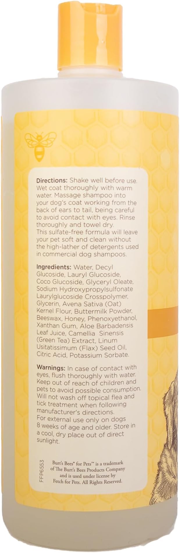 Burt’s Bees for Pets Oatmeal Dog Shampoo with Honey, Soothing Dog Shampoo for Itchy and Sensitive Skin, pH Balanced Formula that Gently Cleans and Moisturizes Dog Coats, 32 Fl Oz - 2 Pack