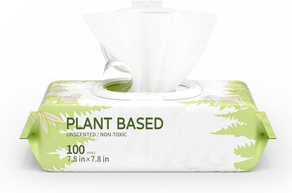 IMMHABI 100 Unscented Pet Wipes for Paws & Butt Plant Based Hypoallergenic Pets Cleansing & Deodorizing Anal Gland Hygienic Puppy Wipes for Dogs Face & Body Cat Wipes Cleaning Fur Doggie Wipes