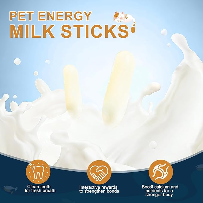 Natural High Protein Pet Milk Sticks - 100g Can Calcium Supplement Training Treats for Dogs & Cats Healthy Daily Snack，Teeth Cleaning，Dental Care