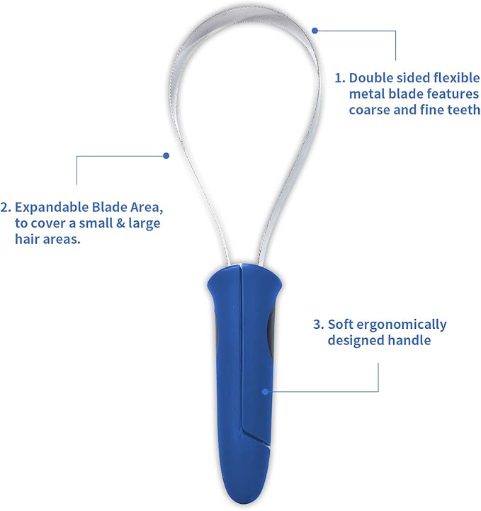 BOTH WINNERS Dual-Sided Shedding Blade with Stainless Steel Blade De-Shedding Tool for All Dog Coat Types- Soft Touch Grip (BLUE)