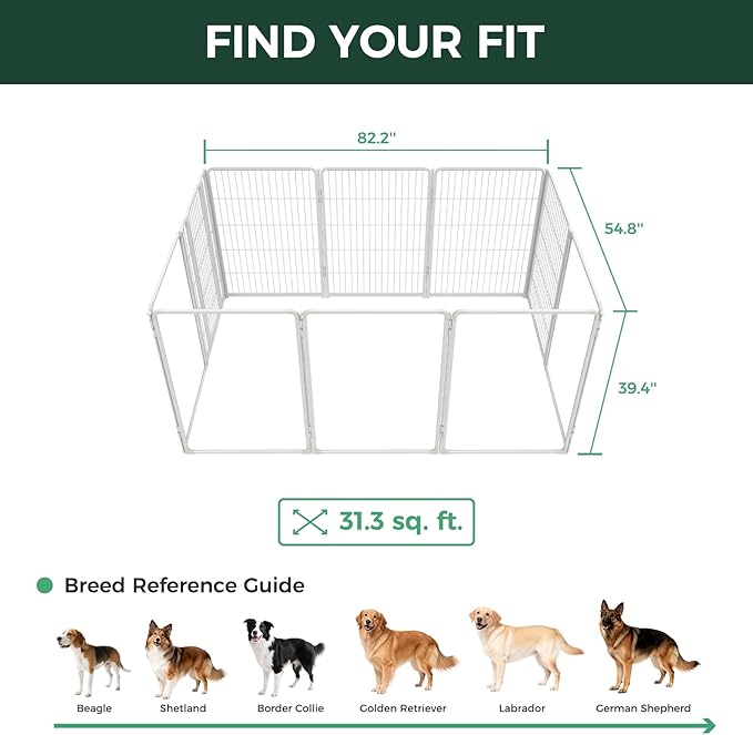 FXW AuraSpace Pro Acrylic & Wire Mesh Indoor Dog Playpen, 40" Height 10 Panels Medium and Large Dogs, White│Patented