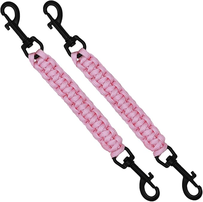 2 PCS Dog Collar Safety Clips, Backup Clip Connector, Prong Collar, Dual Clasps Rotating Buckle for Small and Medium Dogs (Pink)