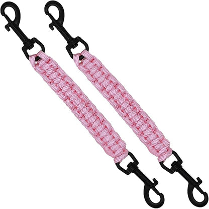 2 PCS Dog Collar Safety Clips, Backup Clip Connector, Prong Collar, Dual Clasps Rotating Buckle for Small and Medium Dogs (Pink)