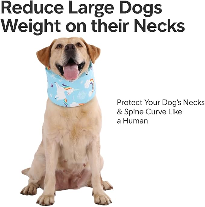 LovinPet Dog Recovery Collar, Adjustable Soft Cone for Medium & Large Dogs, Post-Surgery Comfort & Lick Prevention, Starlight Rainbow Unicorn Prints,Blue