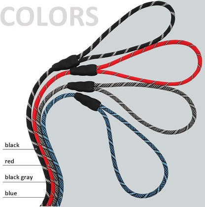 50FT Long Slip Lead Dog Leash, Anti-Choking Reflective Rope Training Leash for Medium Dogs Small Puppy Pets (Grey, 1/3 in)
