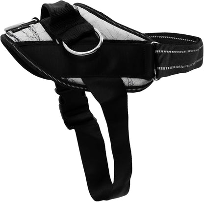 ShawnCo Essential Dog Harness, No-Pull Pet Vest with 3 Leash Clips, No Choke, Reflective, Adjustable and Padded, for Easy Walking and Training for Small, Medium and Large Dogs (White Marble, Medium)