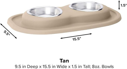 WeatherTech Double Low Pet Feeding System - Compact and Portable Dog/Cat Food and Water Station - 8 oz (1 Cup) Tan (DL0801TN)
