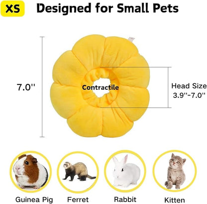 Rabbit Protection Cone Extra Small Soft Elizabethan Collar for Bunny Chinchilla Guinea Pig Small Cat Recovery Collar Kitten E Collar Alternative After Surgery Wound Healing Donut Collar (Yellow, XS)