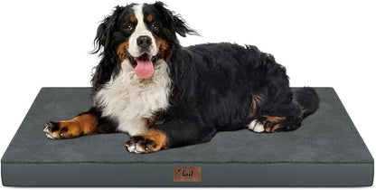 Orthopedic Dog Crate Bed for Extra Large Dogs, XXL Waterproof Comfort Pet Bed with Egg Crate Foam 47x29 Inch, Removable Oxford Cover, Gray
