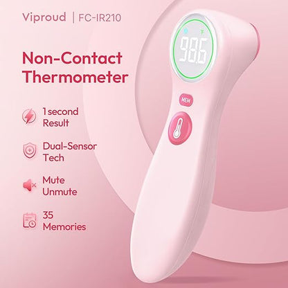 No-Touch Thermometer for Adults and Kids, 1-Second Fast Reading, Color-Coded Fever Alarm, Silent Mode, Object & Room Temperature Function
