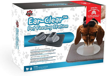 Ear Clear Dog Bowl and Mat Set, No Spill Food and Water Bowls with Mat, Perfect Feeding Tray Set for Long Eared Dog or Breeds, No Mess Dog Bowl 36 oz Feeder Bowl Set, Hounds, Cocker Spaniels, Setters