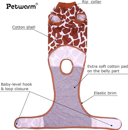 PetWarm Dog Recovery Suit, Surgical Suit for Dogs, Dog Onesie After Surgery for Comfort and Coverage, Full Body Suit for Spay Neuter Use, Irritation-Free Design, Leopard Pattern, Brown, 2XL