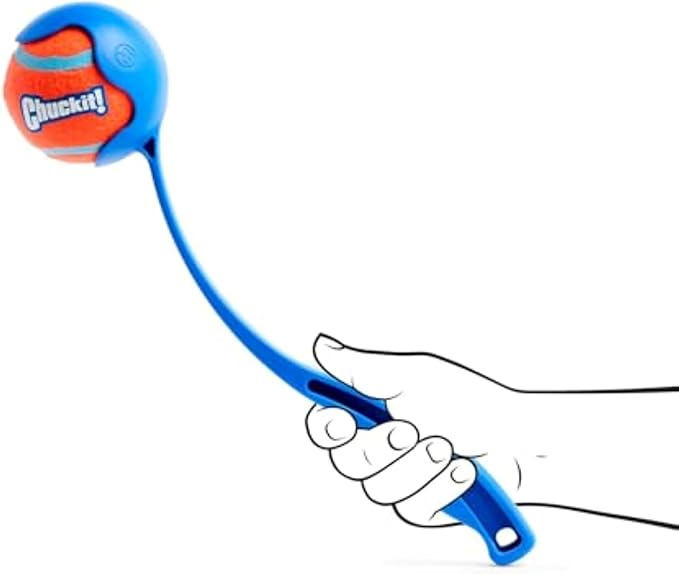 Chuckit! Dog Ball Launcher 12M Sport with 12" Handle Length for Medium 2.5" Dog Balls For Dogs 20-60 lb, Plastic Pet Fetch Ball Thrower, Perfect for Kids, Made in USA, Blue