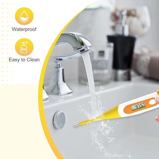 Easy@Home Digital Oral Thermometer for Fever Adults: Rectal, Underarm & Mouth, Accurate & Fast, Body Medical Temperature Thermometer for Baby Kids & Adult, EMT-021N-Yellow