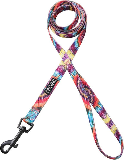 Dog Collar and Leash Set for XSmall Small Medium Large Dogs, Rainbow Stripes, Tie Dye Dog Collar (S(9.9''-11.8''))