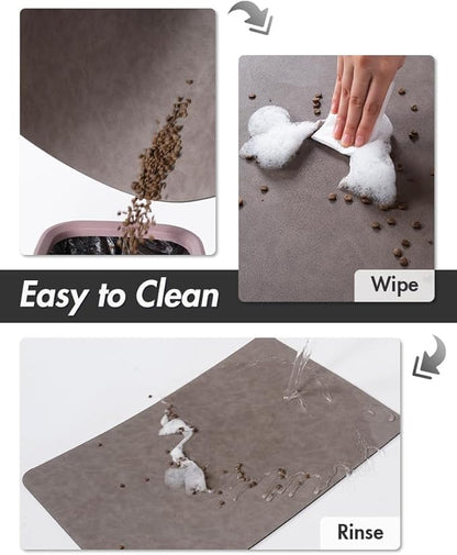MontVoo-Absorbent Pet Feeding Mat-No Stains Pet Mat for Food and Water Bowl-Quick Dry Cat & Dog Food Mat Water Dispenser Mat-Pet Supplies Mat-Dog Water Bowl Mat for Messy Drinker,（Brown,23"x34"）