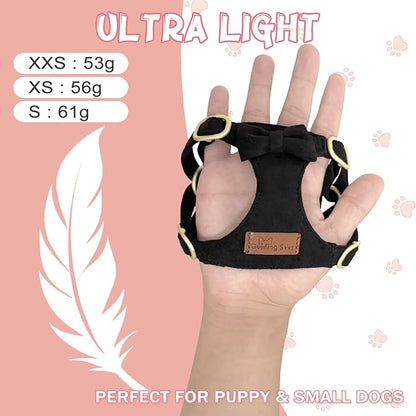 Guiding Star Dog Harness Small Sized Dog with Multifunction Leash, No Pull Puppy Dog Harness and Leash Set Training, Cute Soft Adjustable Dog Walking Harness Pet Vest Harness (Black-XXS)