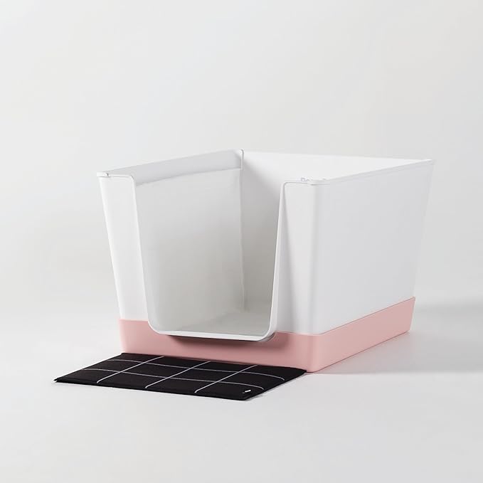 Indoor Dog Potty with High Walls and Low Entry for Small Dogs — Vertical Pad Holder, Splash Guard, and Clean Modern Design by DoggyBathroom (Mini, Pink)