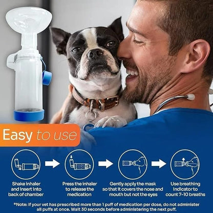 Pet Inhaler Spacer with Face Mask, Handheld Aerochamber for Pets, Dog Inhaler Spacer with Comfortable Mask, Aero Chamber (for Dogs Small & Medium)
