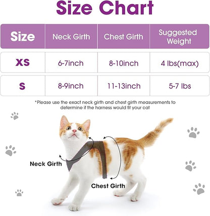 Cat Vest Harness and Leash Set for Walking Escape Proof, Adjustable Kitten Harness Breathable Mesh with Reflective Strips Harness for Kitty Puppy Bunny (Purple, XS)
