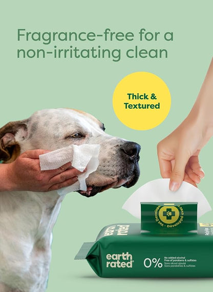 Earth Rated Vet-Developed Dog Eye Wipes, Hypoallergenic Pet Wipes for Dogs & Cats to Remove Dirt & Discharge, Fragrance Free, 70 Count