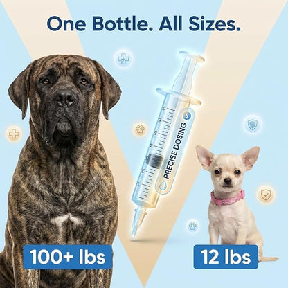 Liquid Dog Dewormer for Dogs & Puppies, Formula 7 Pyrantel Pamoate and Praziquantel, Removes Tapeworm, Roundworm & Hookworm, Broad Spectrum with 3ml Dosing Syringe (100ml)
