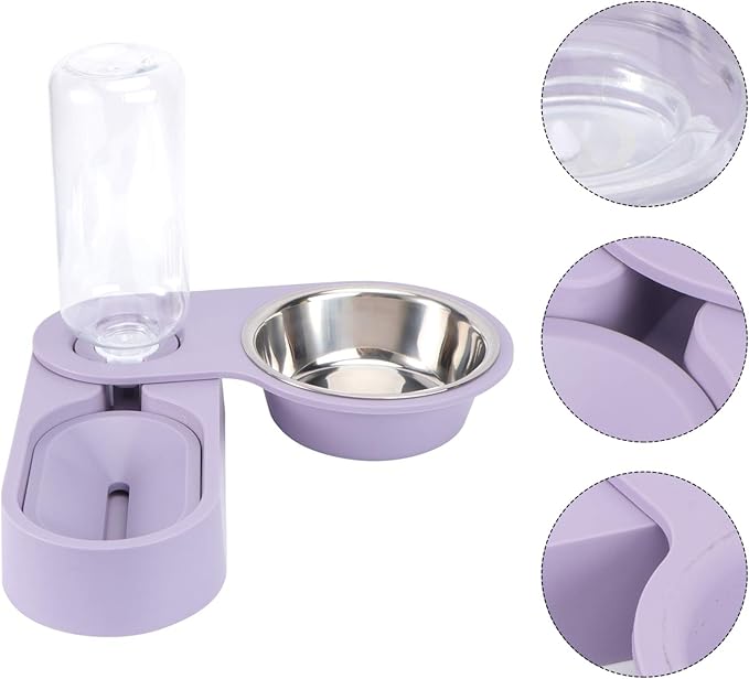 Dog Water Food Bowl Set Automatic Pet Food Water Dispenser Rotating Corner Folding Dog Bowl for Cat Puppy Small Dogs (Purple) Rabbit Food