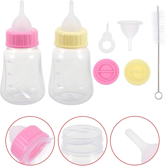 2Pcs Kitten Milk Bottle Leak Puppy Feeder Plastic Feeding Bottles for Newborn Cats and Small Animals Soft Safe Material Controls Intake Prevents Overfeeding Diarrhea