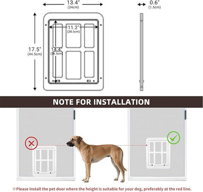 Dog Screen Door for Sliding Screen Door Pet Screen Door with Flap Lockable Suitable for Dog and Cat-White