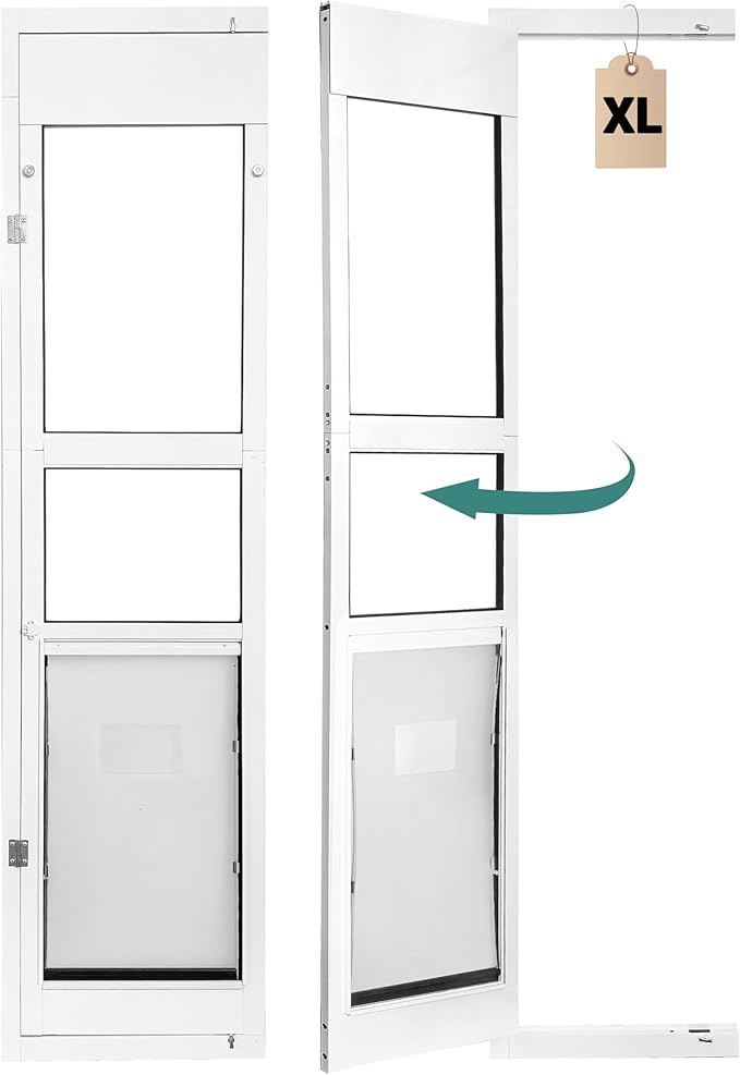 ONLY Left Open & Amount XL Dog Door for Sliding Glass Door - 81 3/4 Inch Doggy Door for Large - Extra Large Sliding Door Dog Door Insert