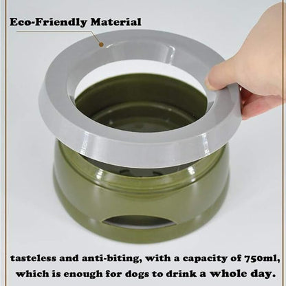 Love Dream No Spill Dog Water Bowl, No Drip Dog Slow Water Feeder No Slip Vehicle Carried Pet Water Dispenser 25 oz with Floating Disk Slow Drinking Bowl for Dogs Cats (Army Green)