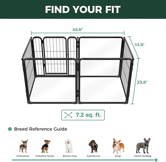 FXW AuraSpace Pro Acrylic & Wire Mesh Indoor Dog Playpen, 24" Height 6 Panels Metal Dog Pen for Puppies & Small Dogs, Black│Patented