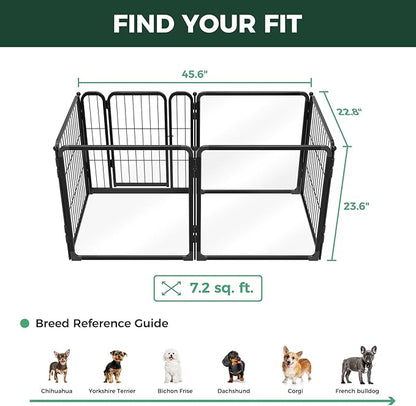 FXW AuraSpace Pro Acrylic & Wire Mesh Indoor Dog Playpen, 24" Height 6 Panels Metal Dog Pen for Puppies & Small Dogs, Black│Patented