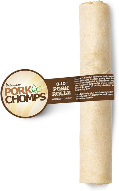 Pork Chomps Baked Pork Skin Dog Chew, 8-inch Roll, 1 Count (Pack of 3)