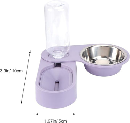 Dog Water Food Bowl Set Automatic Pet Food Water Dispenser Rotating Corner Folding Dog Bowl for Cat Puppy Small Dogs (Purple) Rabbit Food