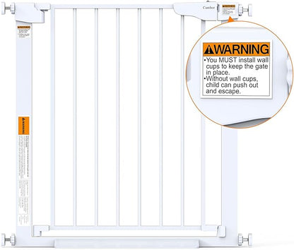 Cumbor 29.7-54.2" Wide Baby Gate for Stairs, Mom's Choice Awards Winner-Self Closing Dog Gate Indoor for Doorways, No Drilling Pressure Mounted Pet Gates for Kids, Easy Walk Through Safety Gate, White