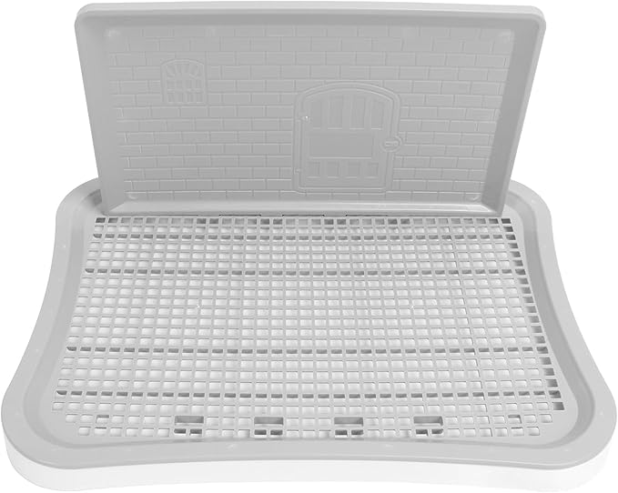 Puppy Potty Training Tray,Portable Puppy Mesh Training Potty Dog Training Toilet with Wall Column Removable Pee Pad Tray for Large Small Medium Pets (White)
