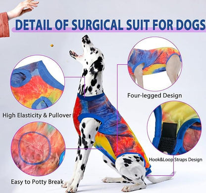 Dog Surgery Recovery Suit, Surgical Recovery Suit for Dog Male Neuter, Female Spay Shirt, Cone Alternative Pet Surgical Onesie Post Surgery Bodysuit (Tie-dye Blue, XXXL)
