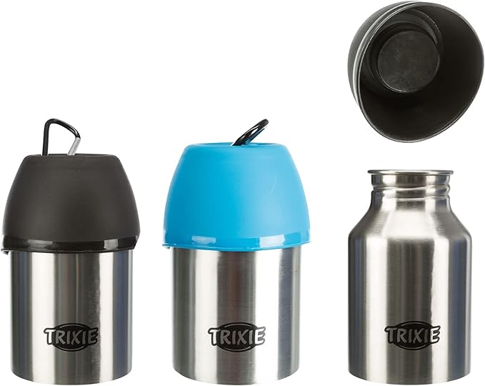 Trixie Bottle with bowl, stainless steel/plastic (Assorted Color)