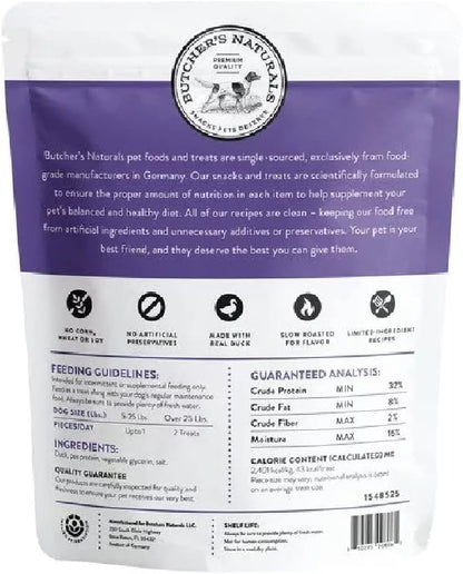 Butcher's Naturals Dog Treat Real Duck Slow Roasted Small Batch Contains 75% Meat No Corn No Soy (40 OZ)