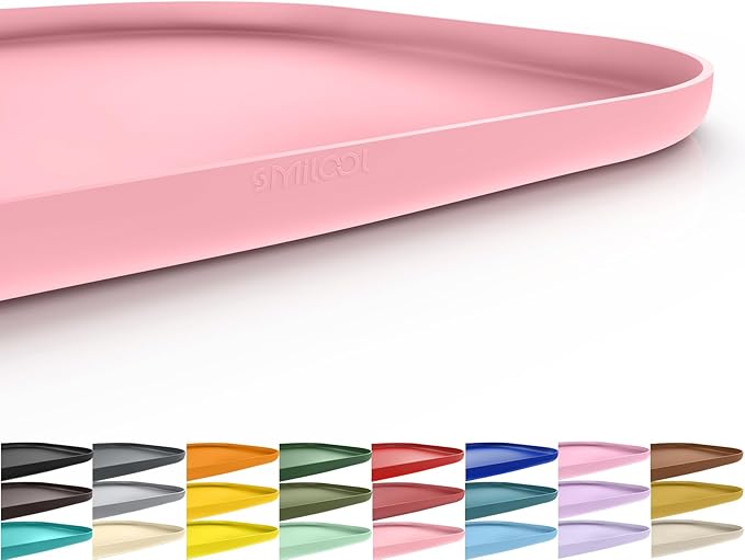 Smilool Silicone Pet Food Mat with Raised Edge for Food and Water Bowl, Dog Feeding Mats, Cat Food Trays for Floor Waterproof, Rubber Tray for Dogs and Cats, 19 x 12 x 0.7 Sakura Pink