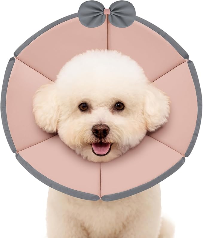 MAXFUT Soft Dog Cone Collar,Foam Cone for Dogs to Stop Licking After Surgery,Non Inflatable Dog Donut Cone (Pink, XS)
