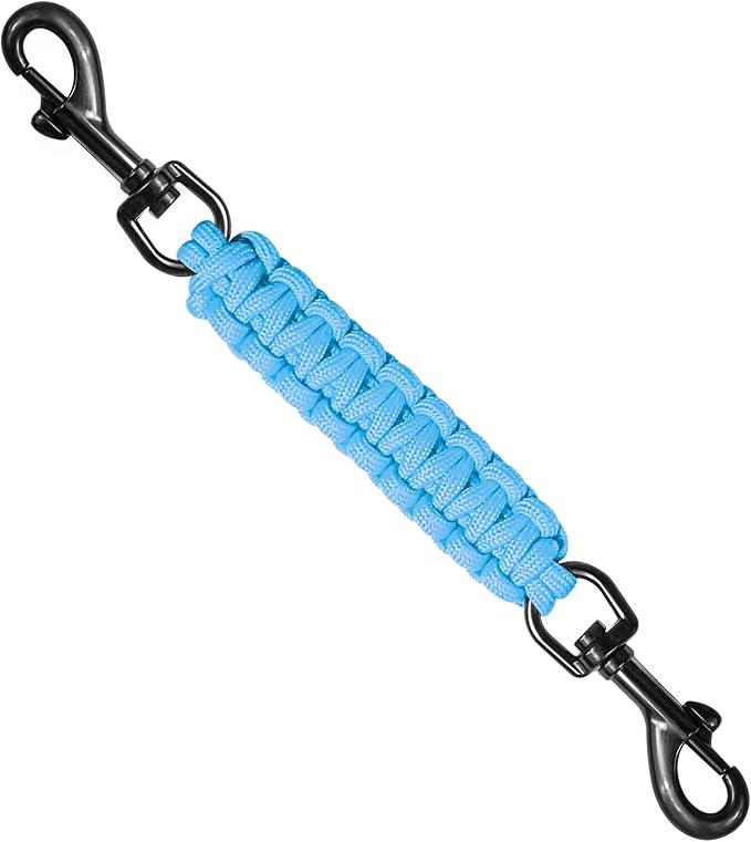 Dog Collar Safety Clip, Collar Companion, Handmade Backup Safety Strap, Double-Ended Clip Leash Connector, Suitable for Dog Harnesses, Prong, Pinch Collars (Sky Blue, 1 Pack)