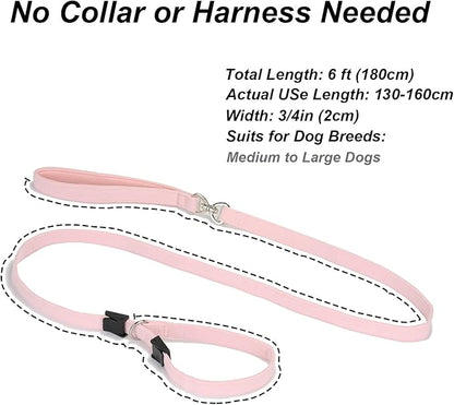 Slip Lead Dog Leash,Soft Corduroy 6 FT Dog Training Leash for Medium Large Dogs,No Pull Slip Leash and Collar with Padded Handle,Light Pink